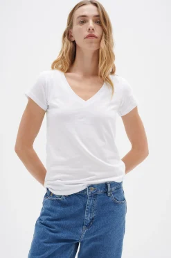 Rena V Tshirt KNTG Pure white 30100789