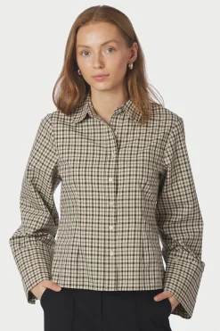Rosa Checked Shirt Beige 167289