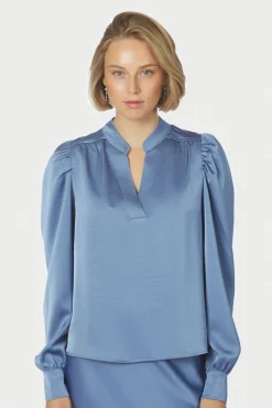 Rosslyn Heavy Sateen Blouse Smoke Blue 163769