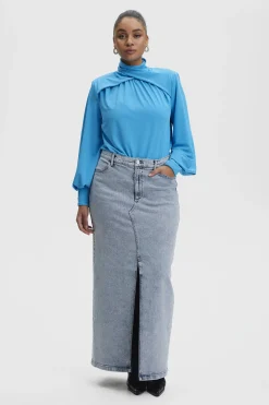 SiwGZ HW long skirt Light blue washed 10908501