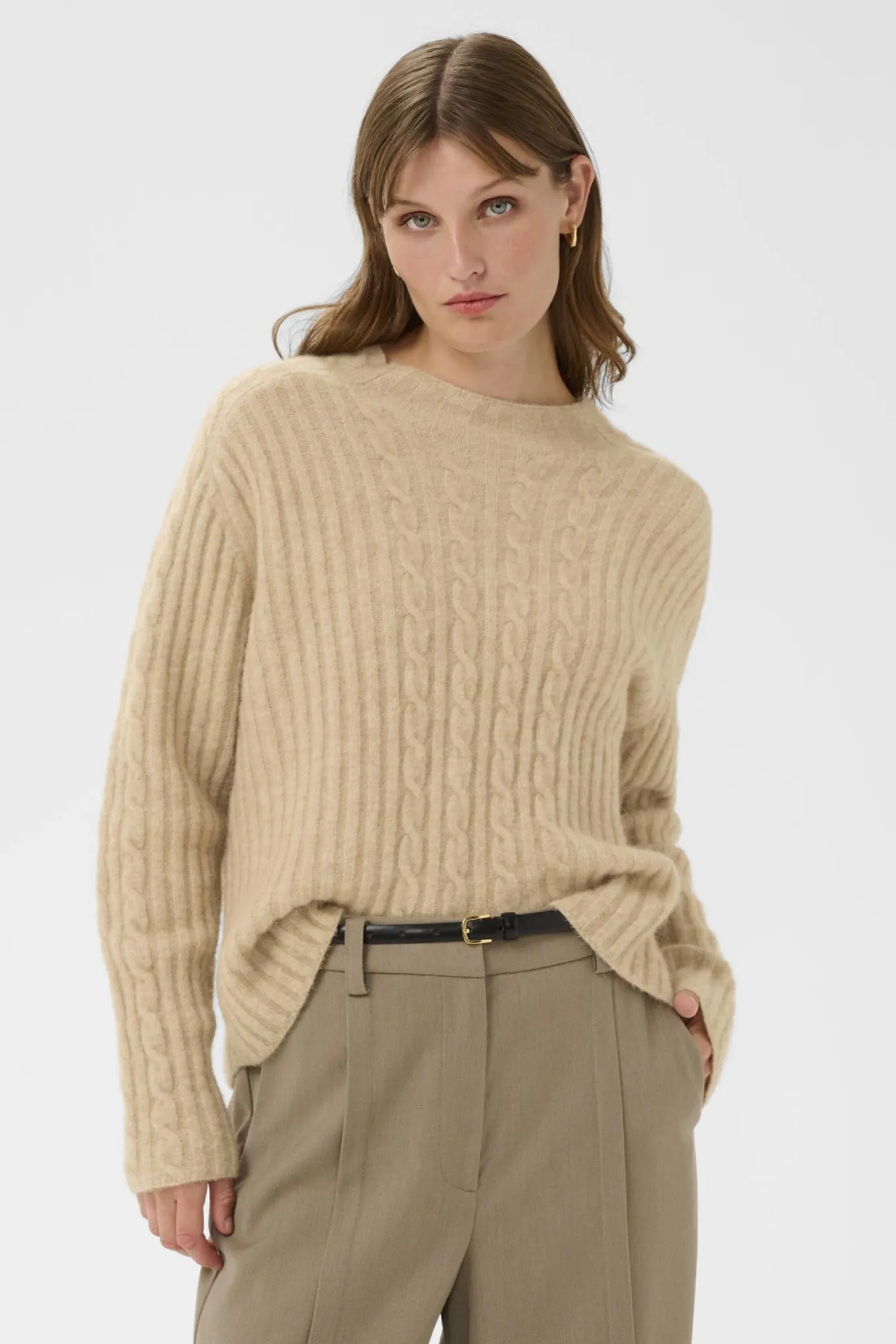 SLAnina Cable Pullover Parchment Melange 1309081 30408866