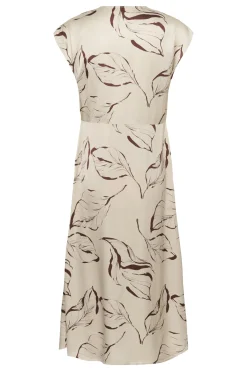 SLClero Midi Printed Dress Oatmeal Leave Print 304871 30409240