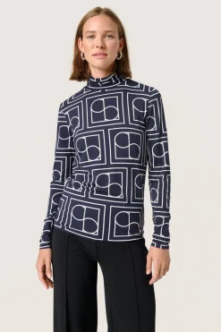 SLHanadi Printed Rollneck LS Navy Monogram Print 30405647