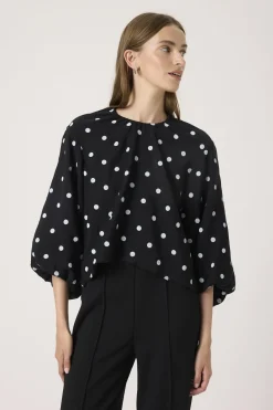 SLIdola Blouse SS Black and White Dots 304365 30408753