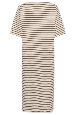 SLIngina Boatneck Dress White and Cappucino Stripe 3 30408994