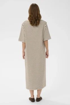 SLIngina Boatneck Dress White and Cappucino Stripe 3 30408994