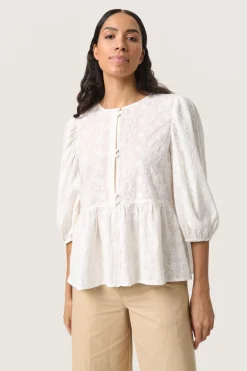 SLIsja Blouse SS Broken White 30408626