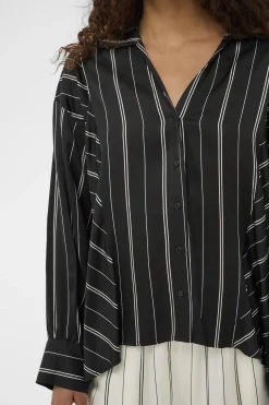 SLMarcela Printed Shirt Black W White Stripes 304533 30408904