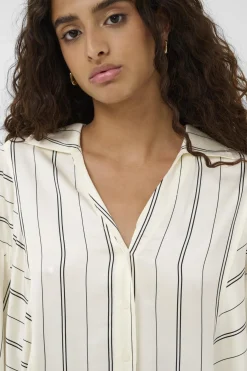 SLMarcela Printed Shirt White W Black Stripes 304534 30408904