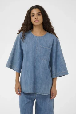 SLNinnie Amilea Blouse SS Medium Blue Denim 301130 30408901