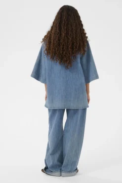 SLNinnie Amilea Blouse SS Medium Blue Denim 301130 30408901