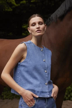 SLRinatina Waistcoat Medium Blue Denim 301130 30409278