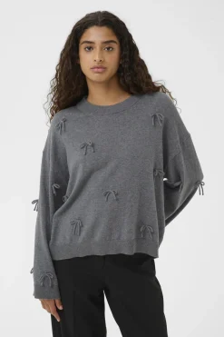 SLSanja Bow Pullover LS Grey Melange 30409079