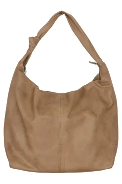 Soft Bucket Bag with Zipper Nude Brown w. Silver acc. 100109