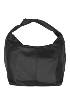 Soft Bucket Bag with Zipper Black w. Gold acc. 100109