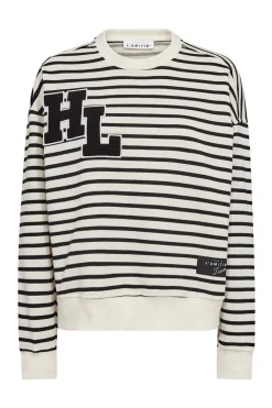 Stripe Application Sweat Offwhite Black HL10455