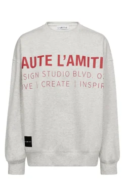 Studio Logo Sweat Pearl Melange /Red HL10446