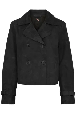 Suede Short Trenchcoat Black 100298