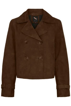 Suede Short Trenchcoat Chocolate Brown 100298