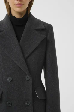 ThoraIW Lapel Coat R Dark grey melange 30110808