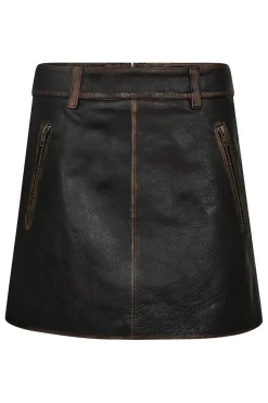Used Leather Crop Skirt Mocca HL10362
