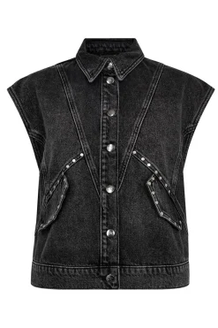 VickyCC Stud Denim Vest 96Black 30367