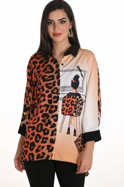 WOVEN TOP black/orange 253771