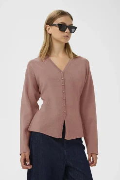 YenahIW Fitted Cardigan Ash Rose Melange 1715141 30111125