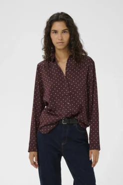 ZaniaIW Shirt Brown Bordeaux Small Dot 305 30111251